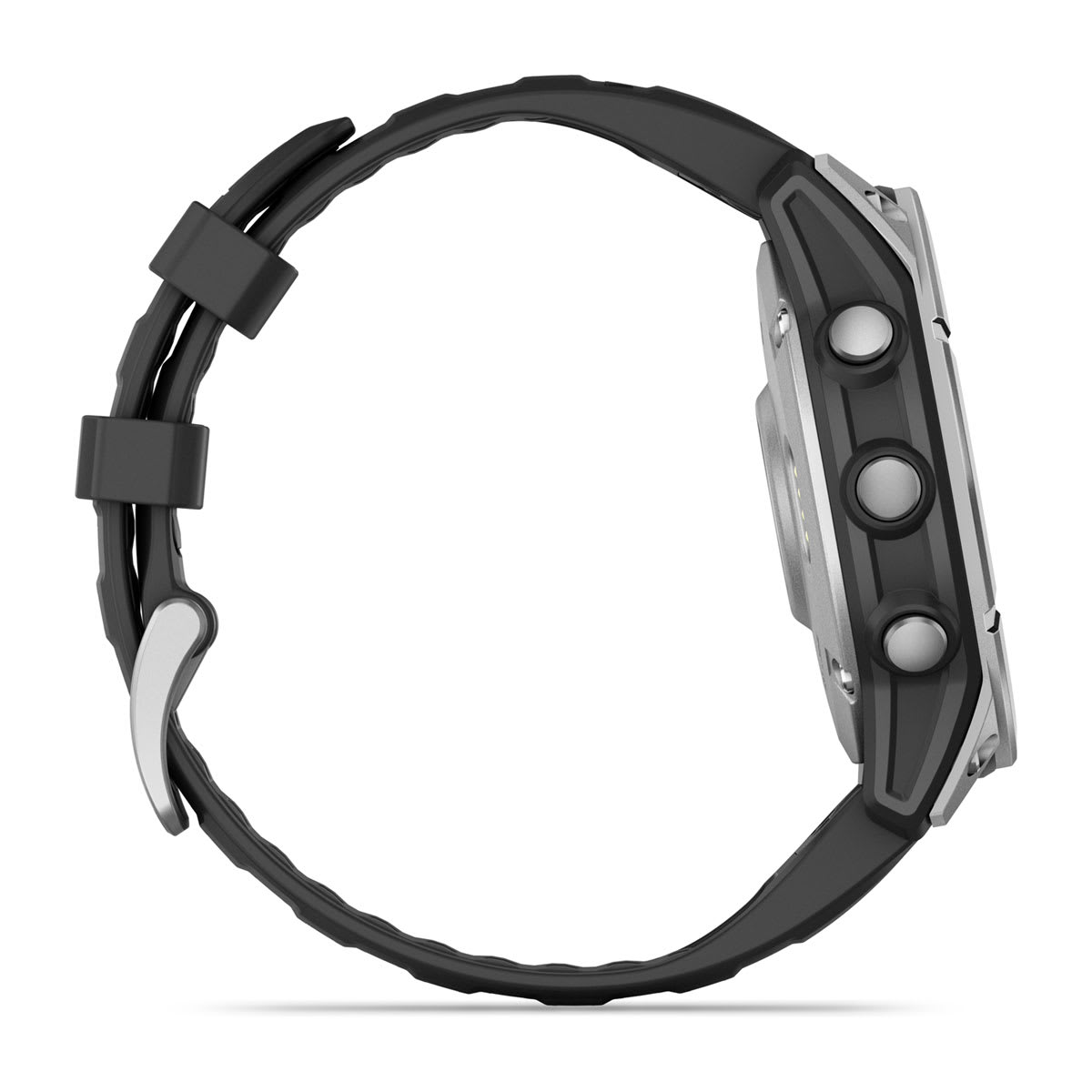 fēnix® E – 47 mm, AMOLED Stainless Steel with Black Silicone Band