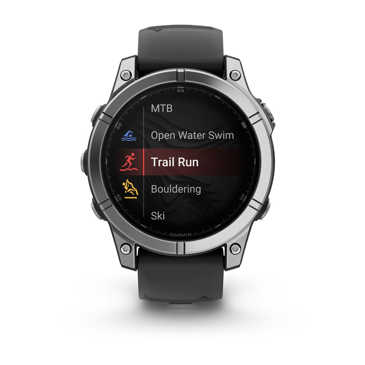 fēnix® E – 47 mm, AMOLED Stainless Steel with Black Silicone Band