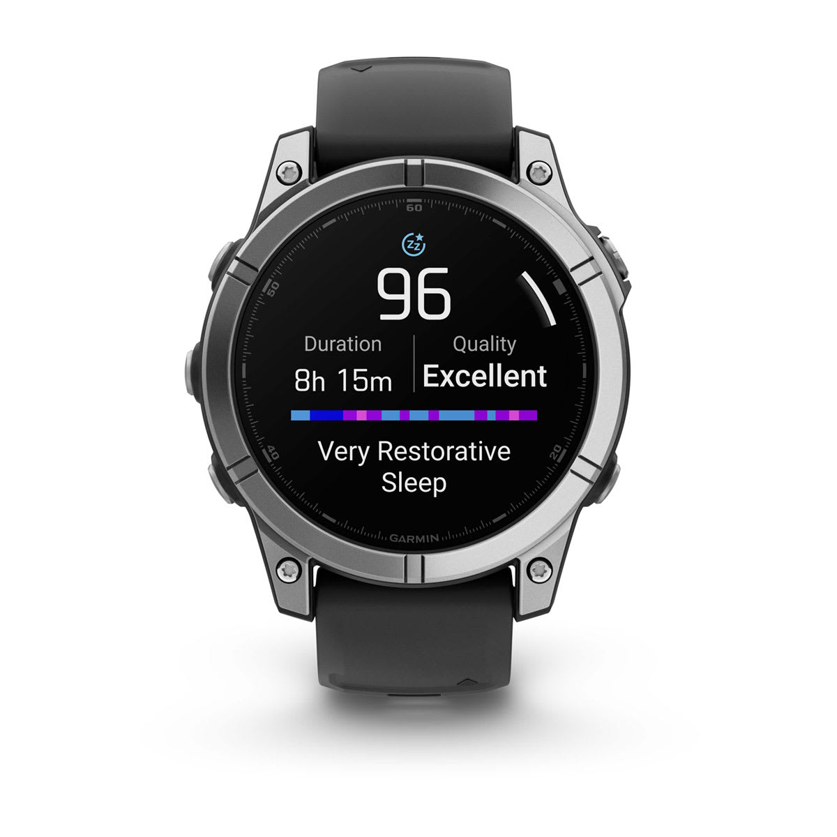 fēnix® E – 47 mm, AMOLED Stainless Steel with Black Silicone Band