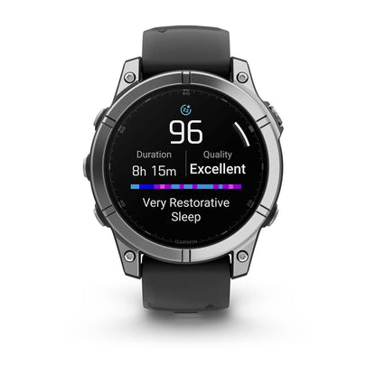 fēnix® E – 47 mm, AMOLED Stainless Steel with Black Silicone Band