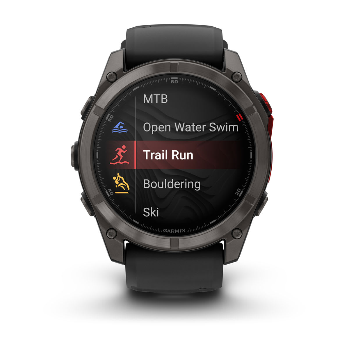 fēnix® 8 Pro – 51 mm, MicroLED Sapphire, Carbon Gray DLC Titanium with Black/Pebble Gray Silicone Band