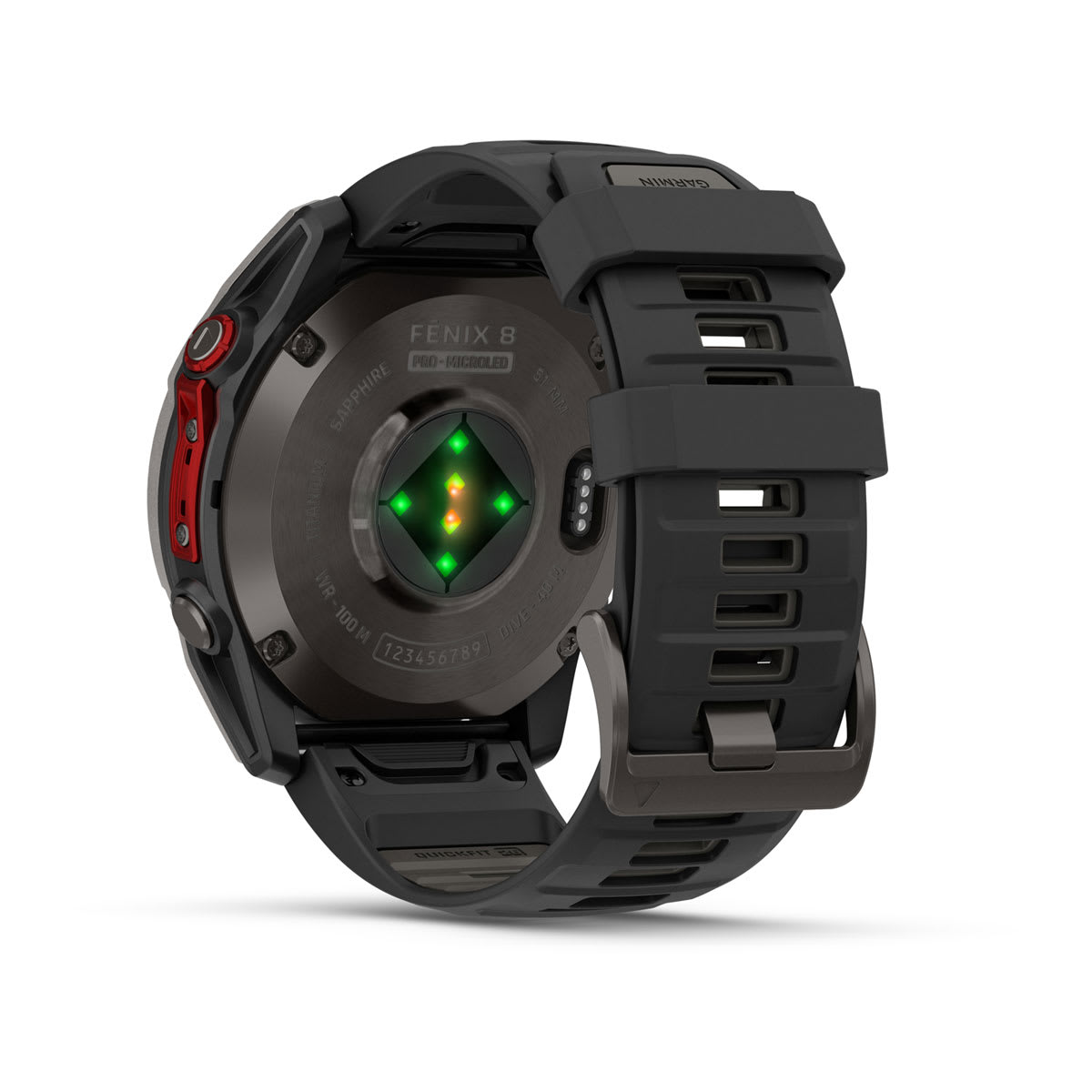 fēnix® 8 Pro – 51 mm, MicroLED Sapphire, Carbon Gray DLC Titanium with Black/Pebble Gray Silicone Band