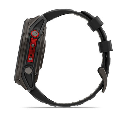fēnix® 8 Pro – 51 mm, MicroLED Sapphire, Carbon Gray DLC Titanium with Black/Pebble Gray Silicone Band