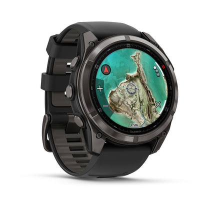 fēnix® 8 Pro – 51 mm, MicroLED Sapphire, Carbon Gray DLC Titanium with Black/Pebble Gray Silicone Band