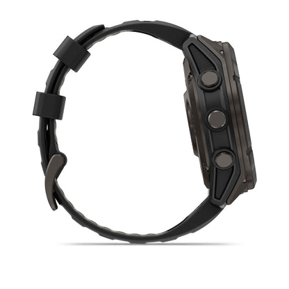 fēnix® 8 Pro – 51 mm, MicroLED Sapphire, Carbon Gray DLC Titanium with Black/Pebble Gray Silicone Band