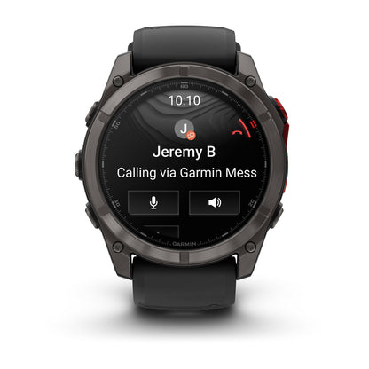fēnix® 8 Pro – 51 mm, MicroLED Sapphire, Carbon Gray DLC Titanium with Black/Pebble Gray Silicone Band