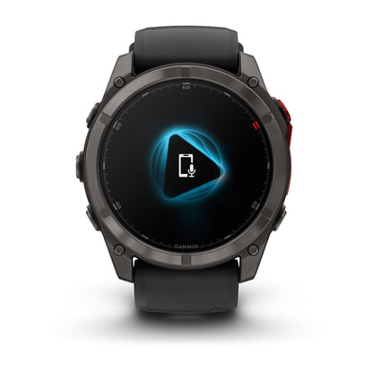 fēnix® 8 Pro – 51 mm, MicroLED Sapphire, Carbon Gray DLC Titanium with Black/Pebble Gray Silicone Band