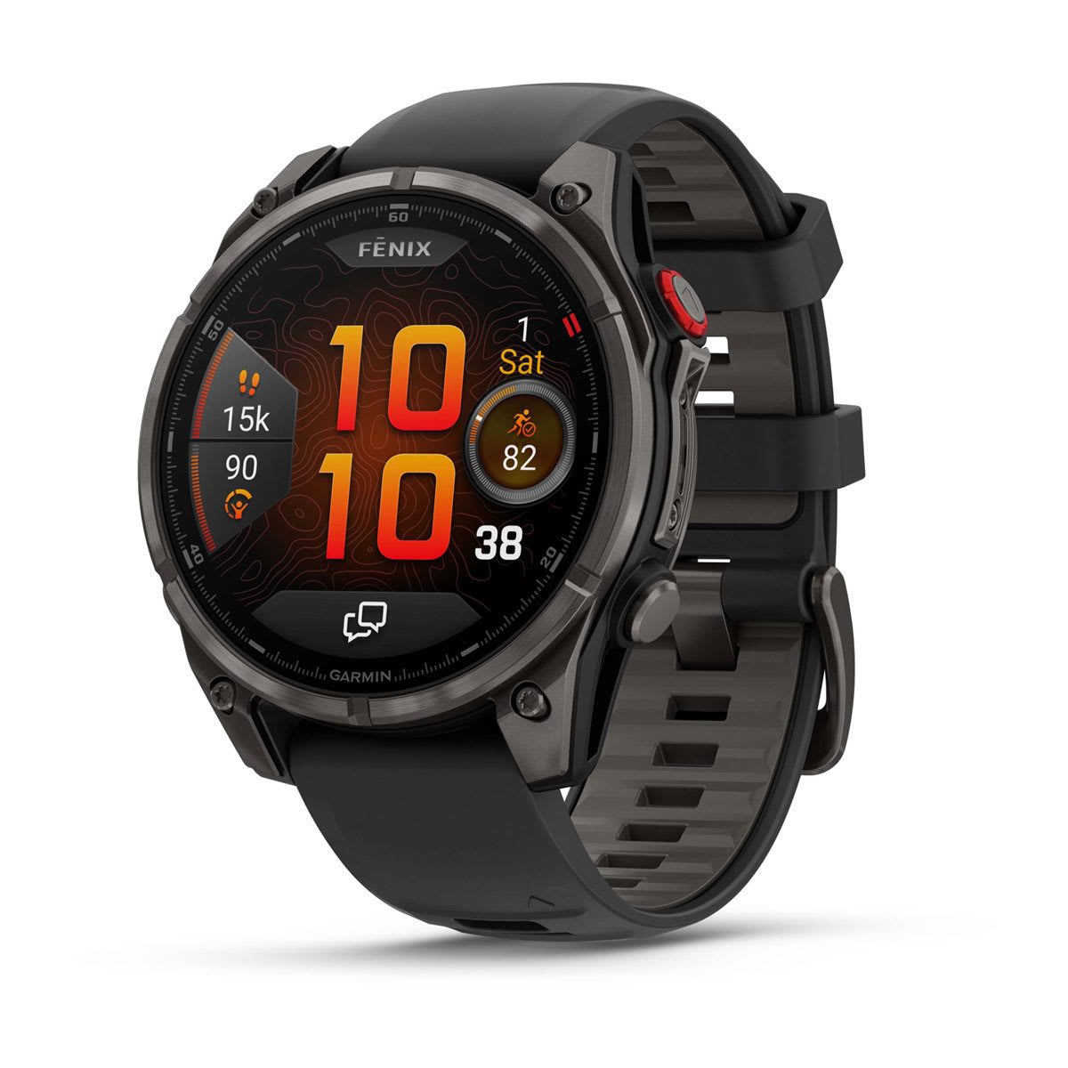 fēnix® 8 Pro – 47 mm, AMOLED Sapphire, Carbon Gray DLC Titanium with Black/Pebble Gray Silicone Band