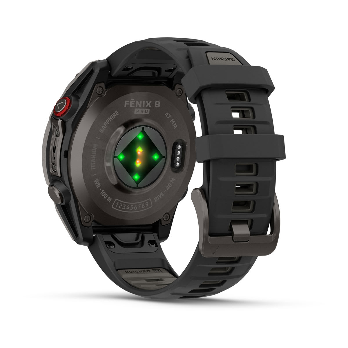 fēnix® 8 Pro – 47 mm, AMOLED Sapphire, Carbon Gray DLC Titanium with Black/Pebble Gray Silicone Band