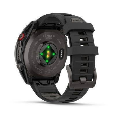 fēnix® 8 Pro – 47 mm, AMOLED Sapphire, Carbon Gray DLC Titanium with Black/Pebble Gray Silicone Band