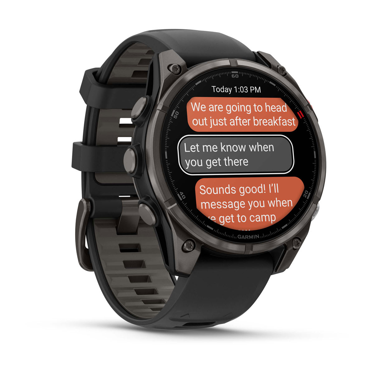 fēnix® 8 Pro – 47 mm, AMOLED Sapphire, Carbon Gray DLC Titanium with Black/Pebble Gray Silicone Band