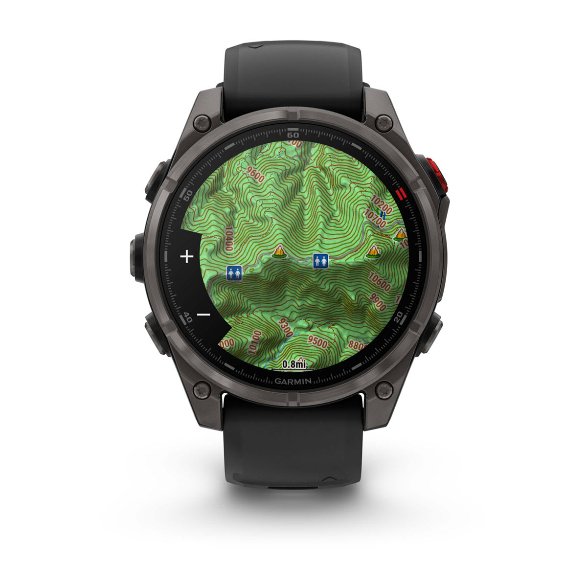 fēnix® 8 Pro – 47 mm, AMOLED Sapphire, Carbon Gray DLC Titanium with Black/Pebble Gray Silicone Band