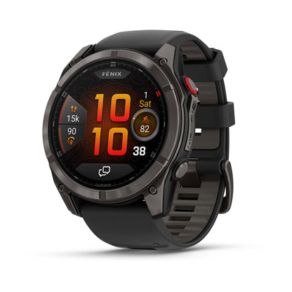 fēnix® 8 Pro – 51 mm, AMOLED Sapphire, Carbon Gray DLC Titanium with Black/Pebble Gray Silicone Band
