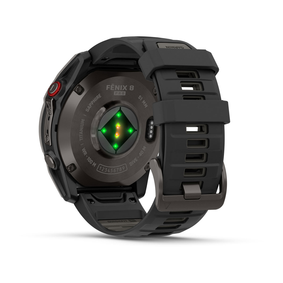 fēnix® 8 Pro – 51 mm, AMOLED Sapphire, Carbon Gray DLC Titanium with Black/Pebble Gray Silicone Band