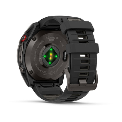 fēnix® 8 Pro – 51 mm, AMOLED Sapphire, Carbon Gray DLC Titanium with Black/Pebble Gray Silicone Band