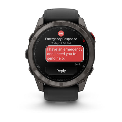 fēnix® 8 Pro – 51 mm, AMOLED Sapphire, Carbon Gray DLC Titanium with Black/Pebble Gray Silicone Band