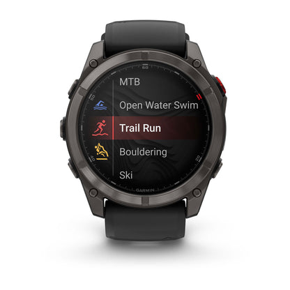 fēnix® 8 Pro – 51 mm, AMOLED Sapphire, Carbon Gray DLC Titanium with Black/Pebble Gray Silicone Band