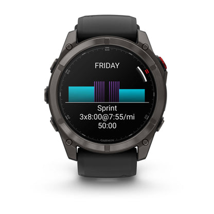 fēnix® 8 Pro – 51 mm, AMOLED Sapphire, Carbon Gray DLC Titanium with Black/Pebble Gray Silicone Band