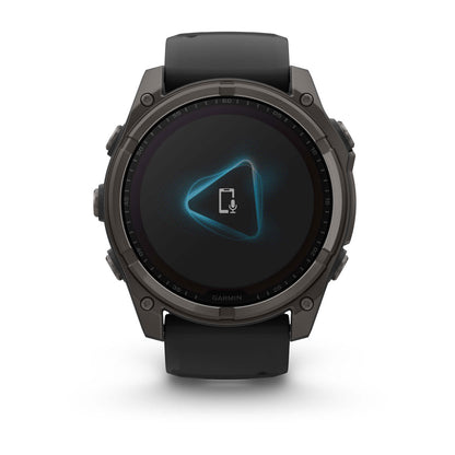 fēnix® 8 – 51 mm, Solar Sapphire, Carbon Gray DLC Titanium with Black/Pebble Gray Silicone Band