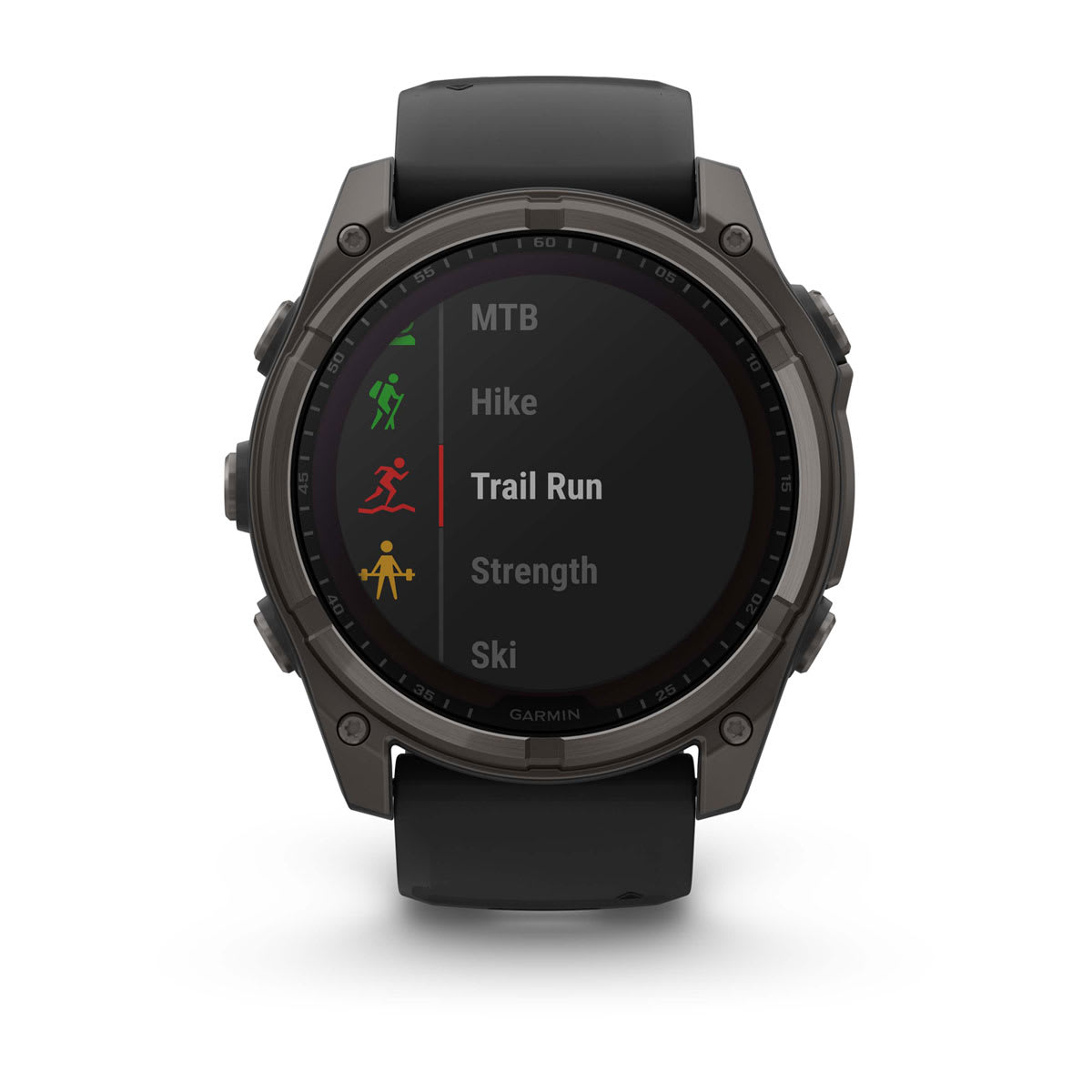 fēnix® 8 – 51 mm, Solar Sapphire, Carbon Gray DLC Titanium with Black/Pebble Gray Silicone Band