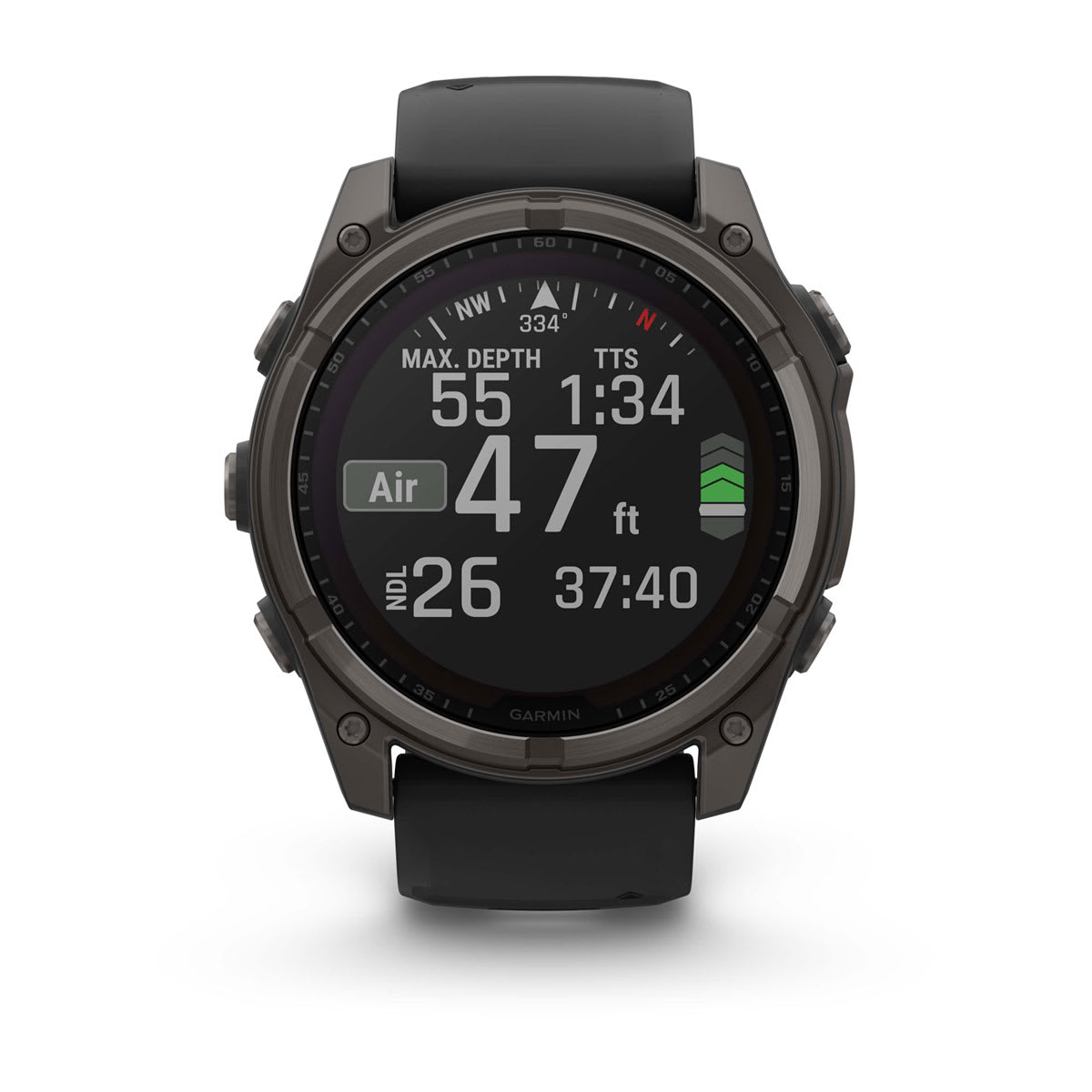 fēnix® 8 – 51 mm, Solar Sapphire, Carbon Gray DLC Titanium with Black/Pebble Gray Silicone Band