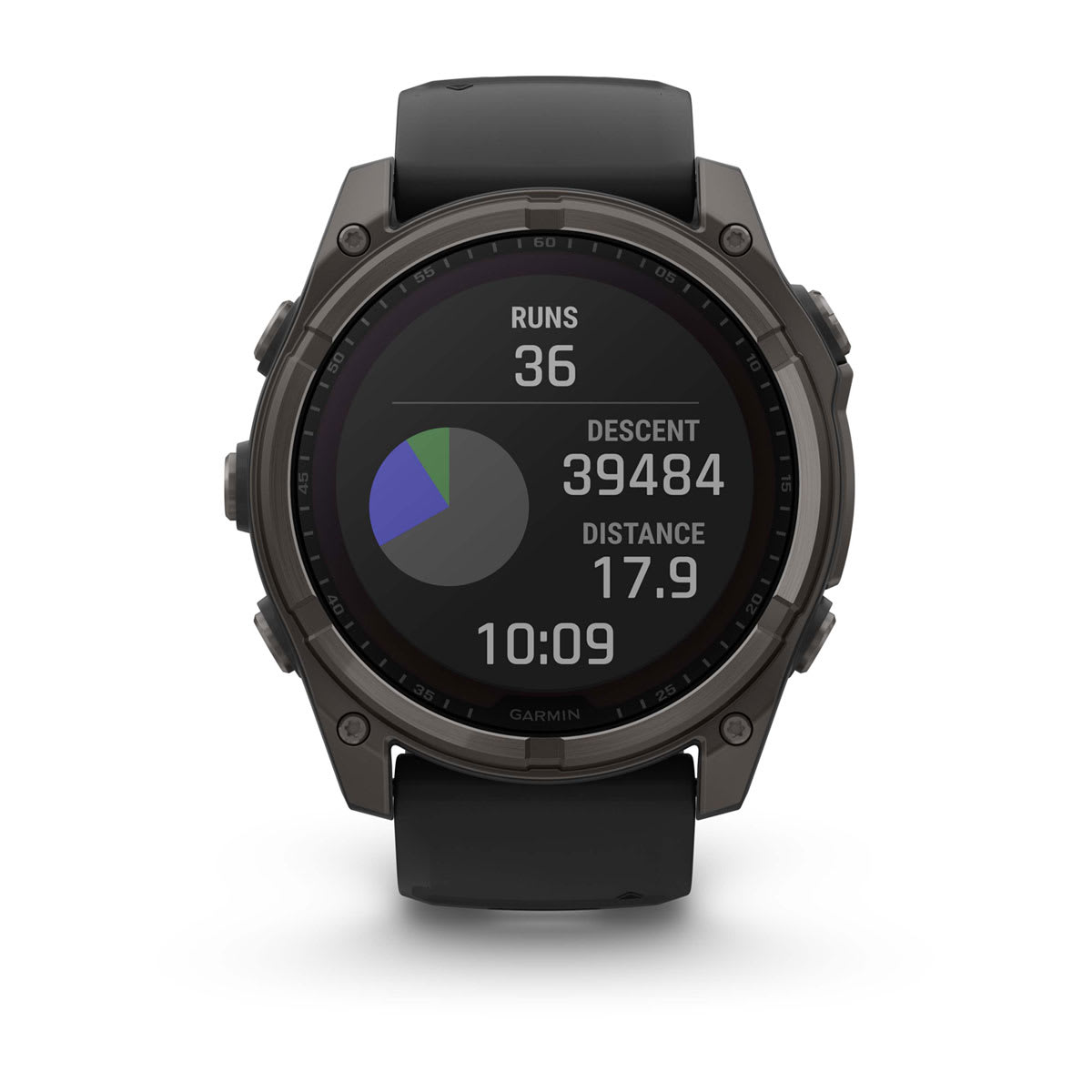 fēnix® 8 – 51 mm, Solar Sapphire, Carbon Gray DLC Titanium with Black/Pebble Gray Silicone Band