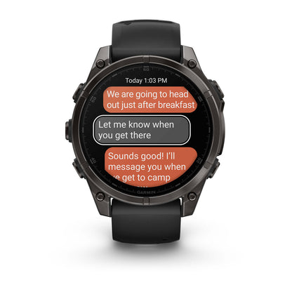 fēnix® 8 – 47 mm, AMOLED Sapphire, Carbon Gray DLC Titanium with Black/Pebble Gray Silicone Band