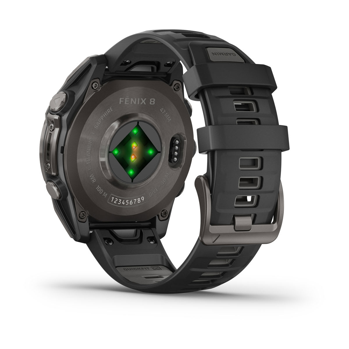 fēnix® 8 – 47 mm, AMOLED Sapphire, Carbon Gray DLC Titanium with Black/Pebble Gray Silicone Band