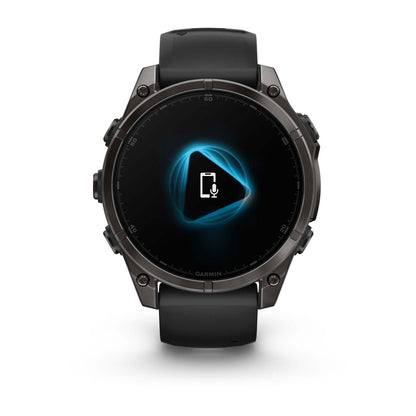fēnix® 8 – 47 mm, AMOLED Sapphire, Carbon Gray DLC Titanium with Black/Pebble Gray Silicone Band