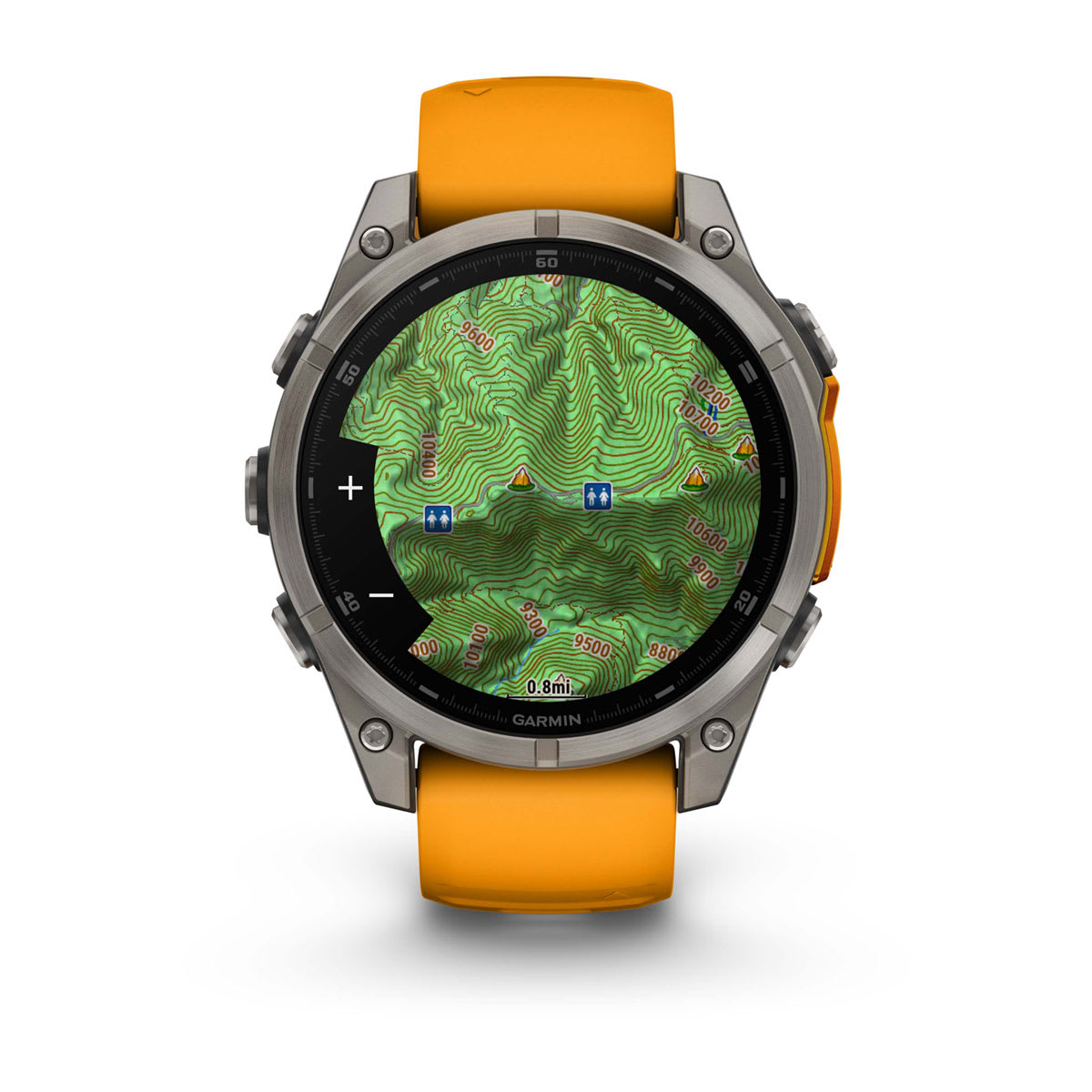 fēnix® 8 – 47 mm, AMOLED Sapphire, Titanium with Spark Orange/Graphite Silicone Band