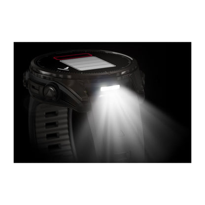 fēnix® 8 – 43 mm, AMOLED Sapphire, Carbon Gray DLC Titanium with Black/Pebble Gray Silicone Band
