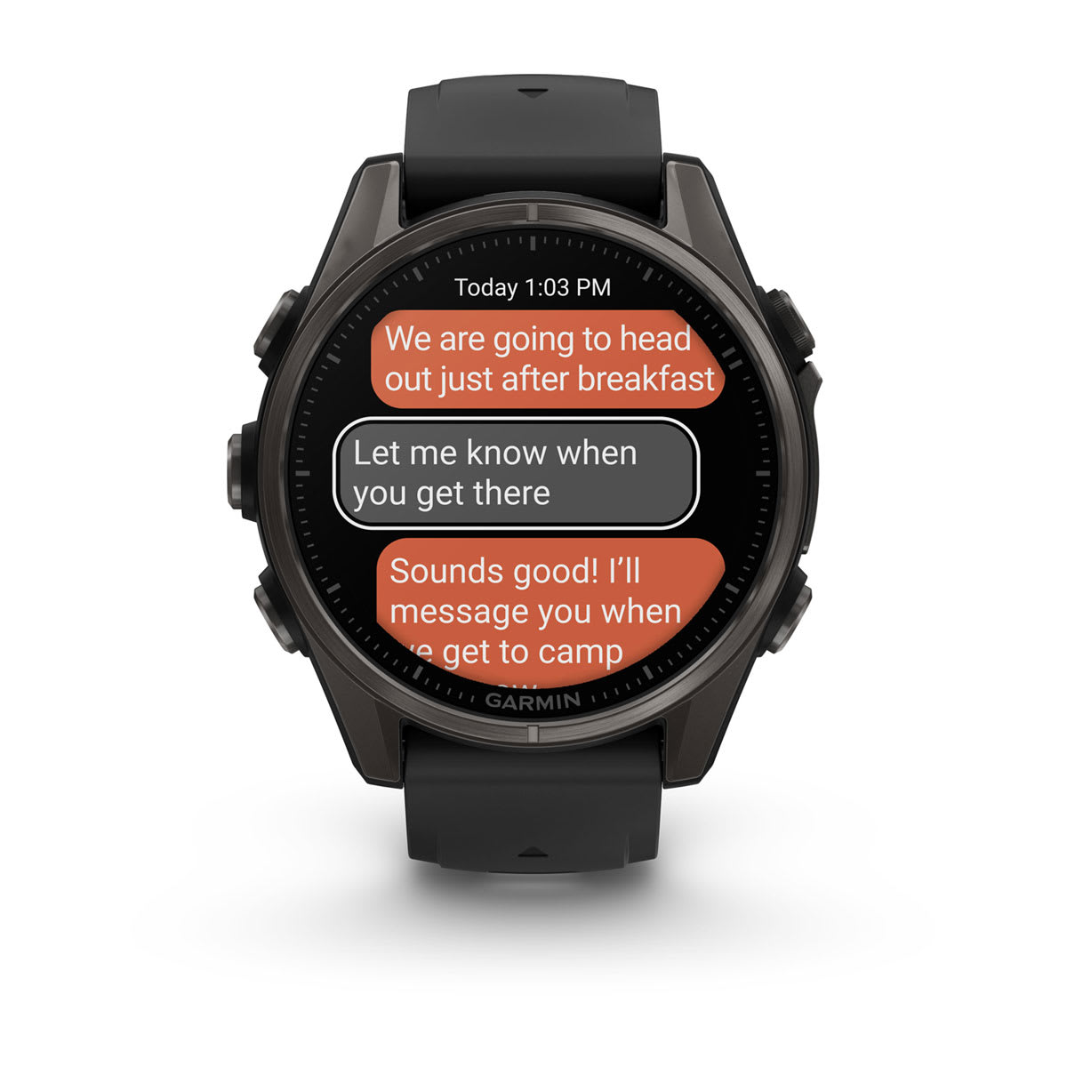 fēnix® 8 – 43 mm, AMOLED Sapphire, Carbon Gray DLC Titanium with Black/Pebble Gray Silicone Band