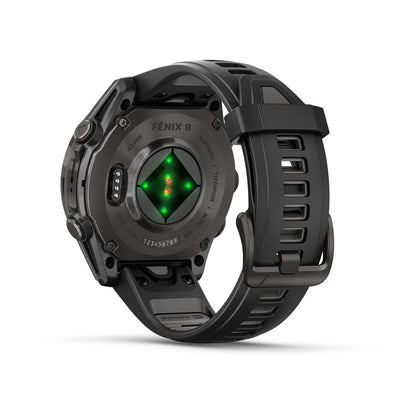 fēnix® 8 – 43 mm, AMOLED Sapphire, Carbon Gray DLC Titanium with Black/Pebble Gray Silicone Band