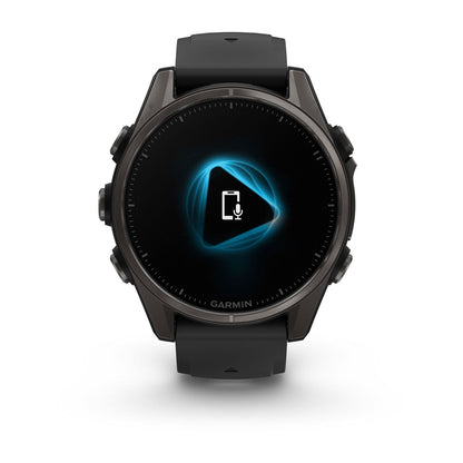 fēnix® 8 – 43 mm, AMOLED Sapphire, Carbon Gray DLC Titanium with Black/Pebble Gray Silicone Band