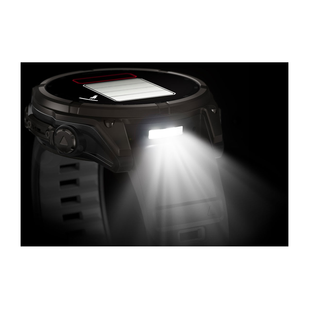 fēnix® 8 – 47 mm, Solar Sapphire, Carbon Gray DLC Titanium with Black/Pebble Gray Silicone Band