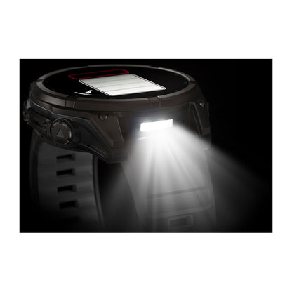 fēnix® 8 – 47 mm, Solar Sapphire, Carbon Gray DLC Titanium with Black/Pebble Gray Silicone Band