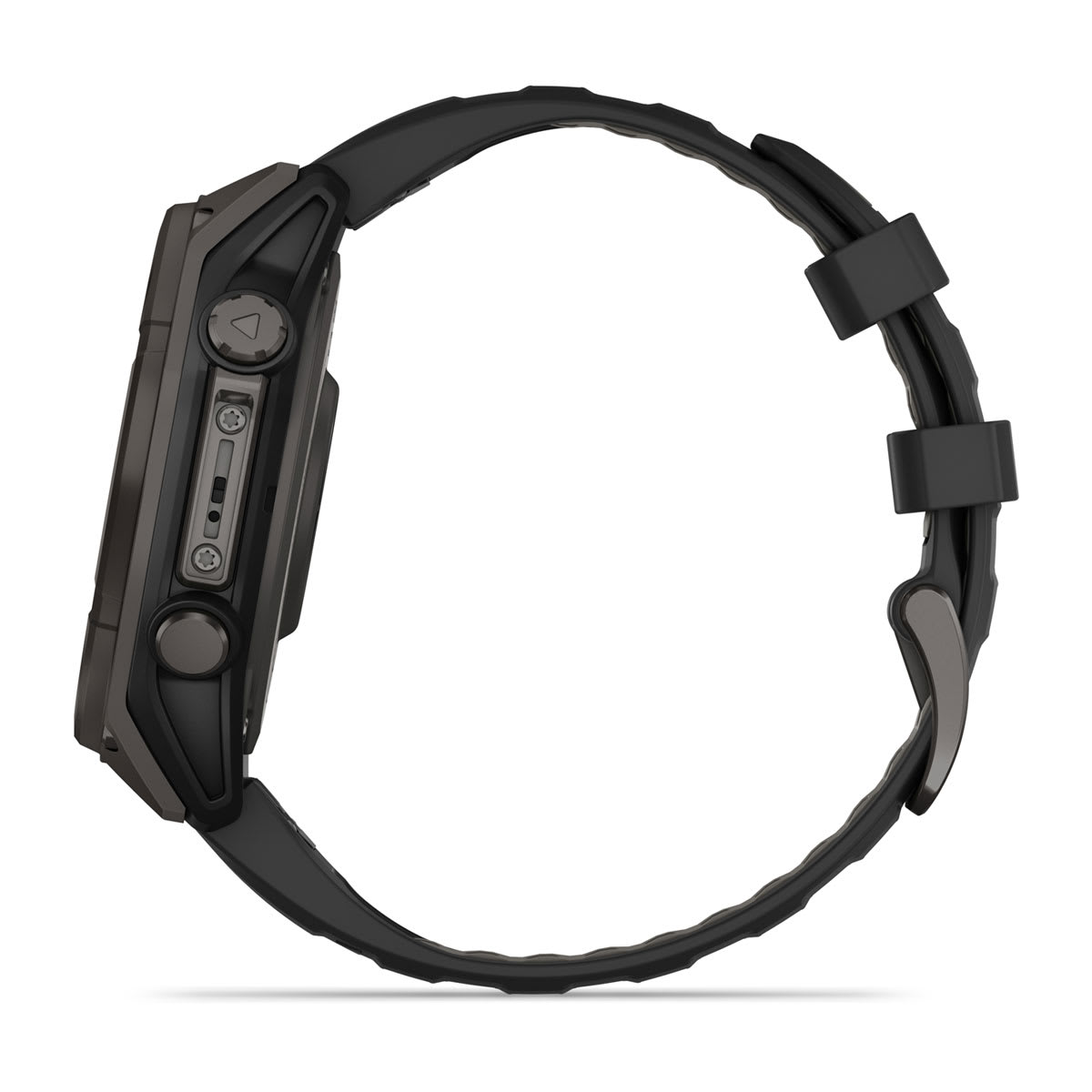 fēnix® 8 – 47 mm, Solar Sapphire, Carbon Gray DLC Titanium with Black/Pebble Gray Silicone Band