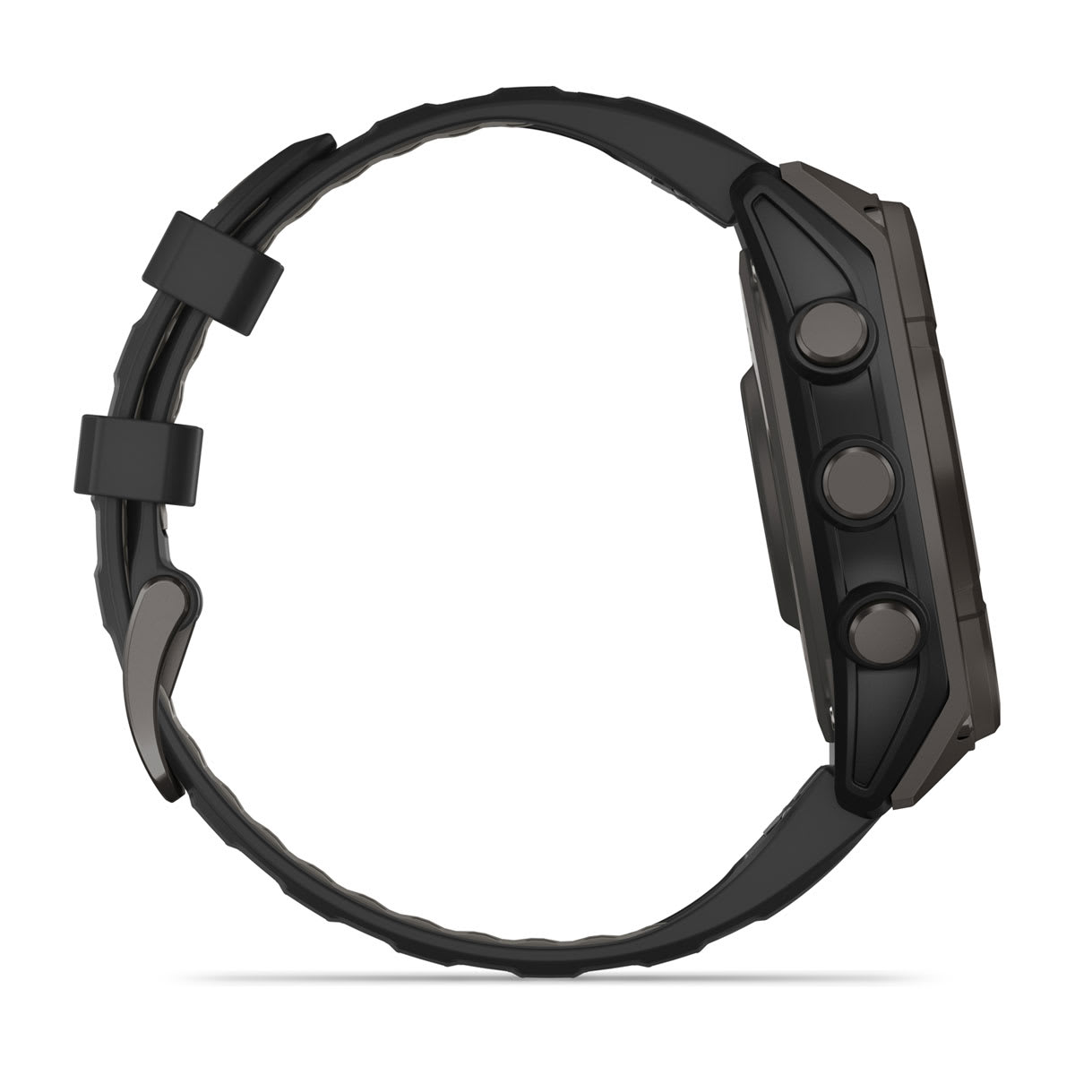 fēnix® 8 – 47 mm, Solar Sapphire, Carbon Gray DLC Titanium with Black/Pebble Gray Silicone Band
