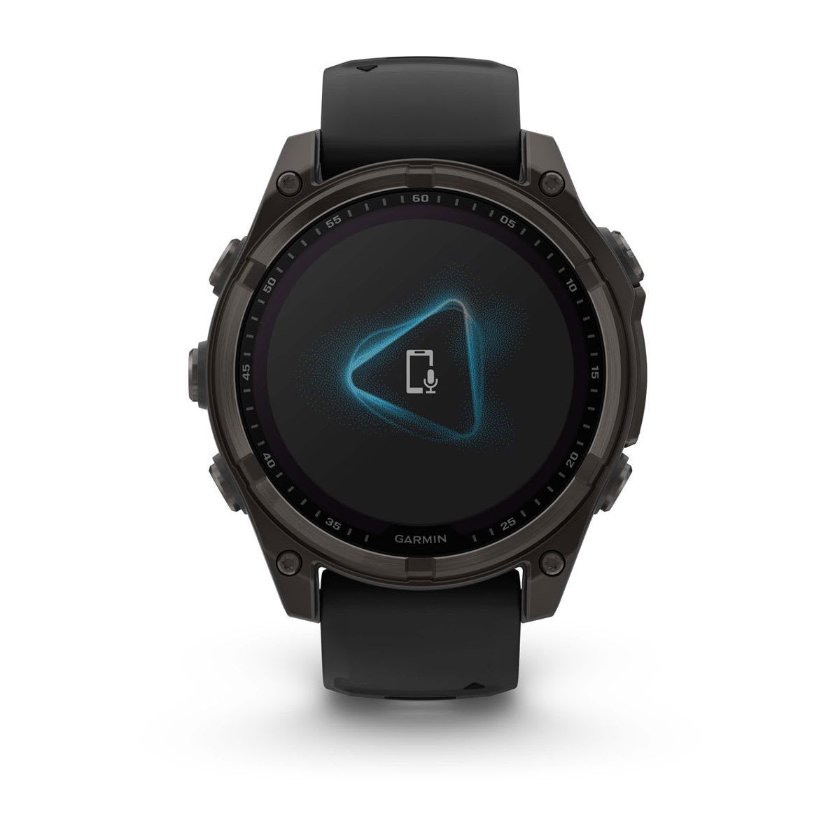 fēnix® 8 – 47 mm, Solar Sapphire, Carbon Gray DLC Titanium with Black/Pebble Gray Silicone Band