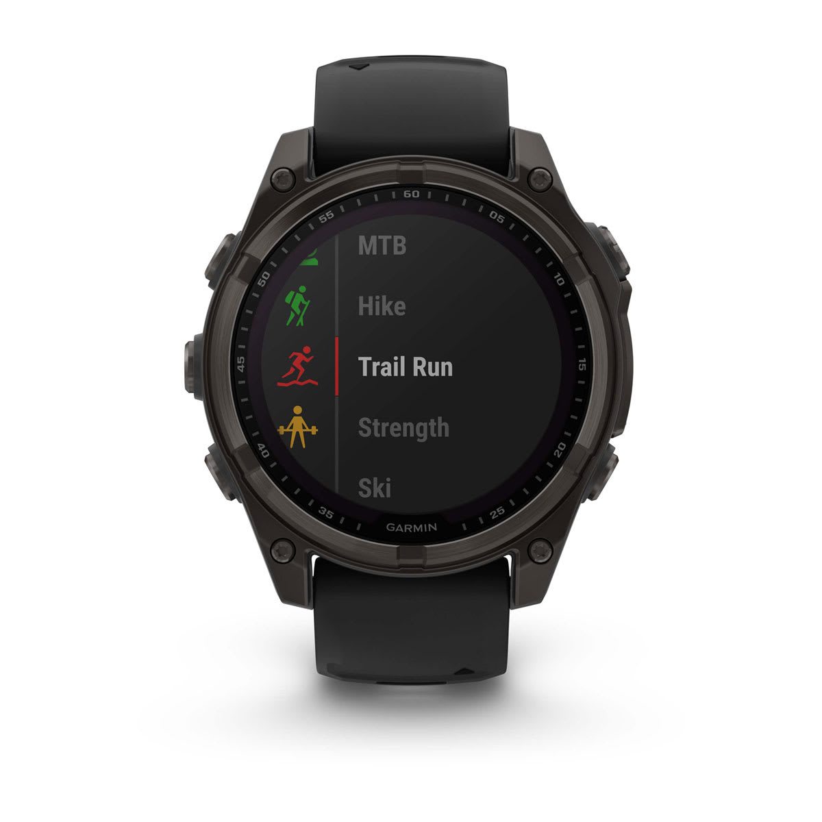 fēnix® 8 – 47 mm, Solar Sapphire, Carbon Gray DLC Titanium with Black/Pebble Gray Silicone Band