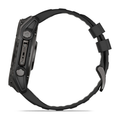 fēnix® 8 – 51 mm, AMOLED Sapphire, Carbon Gray DLC Titanium with Black/Pebble Gray Silicone Band