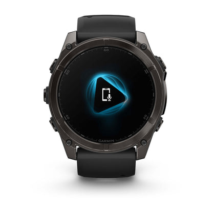 fēnix® 8 – 51 mm, AMOLED Sapphire, Carbon Gray DLC Titanium with Black/Pebble Gray Silicone Band