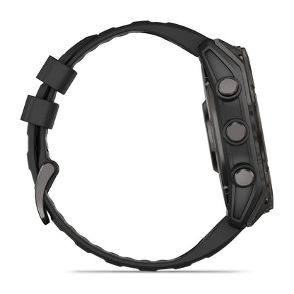 fēnix® 8 – 51 mm, AMOLED Sapphire, Carbon Gray DLC Titanium with Black/Pebble Gray Silicone Band