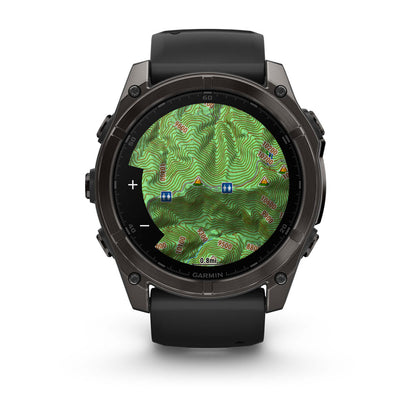fēnix® 8 – 51 mm, AMOLED Sapphire, Carbon Gray DLC Titanium with Black/Pebble Gray Silicone Band