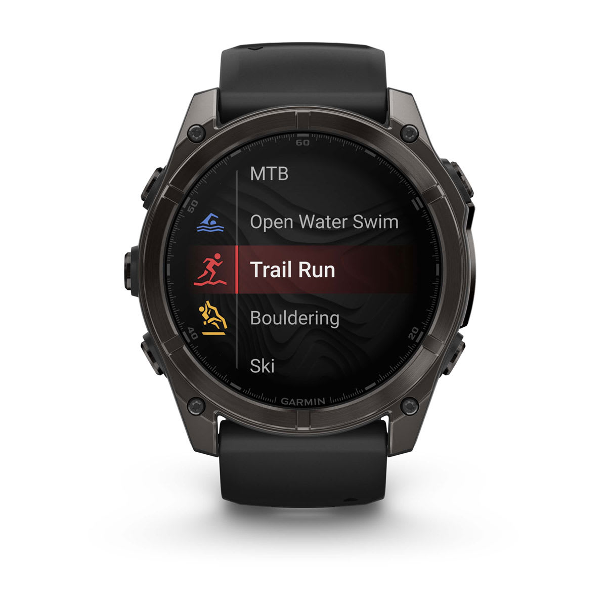 fēnix® 8 – 51 mm, AMOLED Sapphire, Carbon Gray DLC Titanium with Black/Pebble Gray Silicone Band