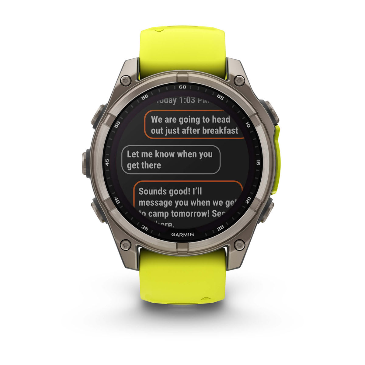fēnix® 8 – 47 mm, Solar Sapphire, Titanium with Amp Yellow/Graphite Silicone Band