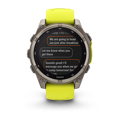 fēnix® 8 – 47 mm, Solar Sapphire, Titanium with Amp Yellow/Graphite Silicone Band
