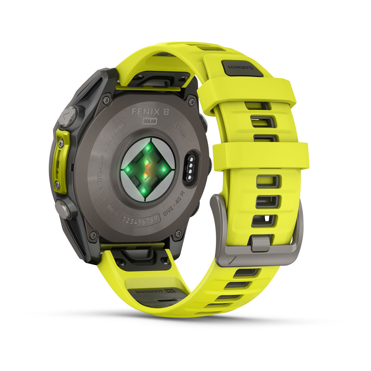 fēnix® 8 – 47 mm, Solar Sapphire, Titanium with Amp Yellow/Graphite Silicone Band
