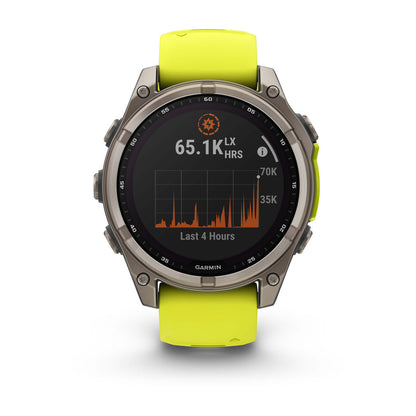 fēnix® 8 – 47 mm, Solar Sapphire, Titanium with Amp Yellow/Graphite Silicone Band
