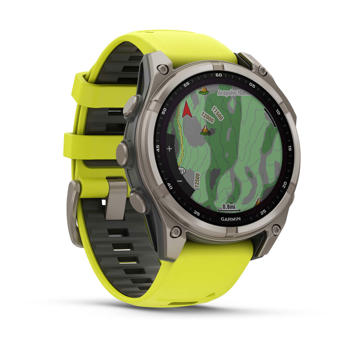 fēnix® 8 – 47 mm, Solar Sapphire, Titanium with Amp Yellow/Graphite Silicone Band